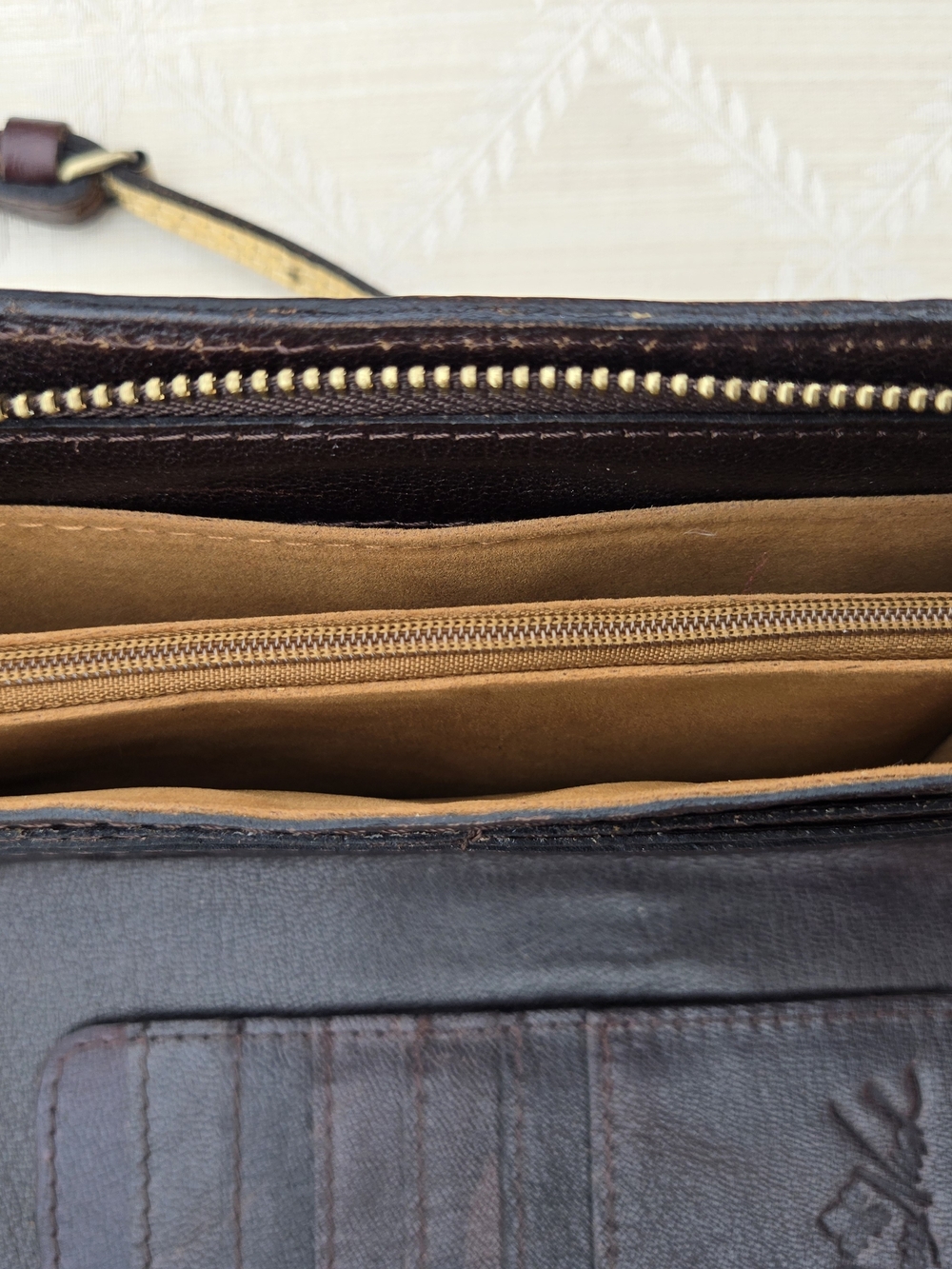 Patricia Nash Azario Embossed floral crossbody bag brown metallic Clutch Handbag - Picture 10 of 10
